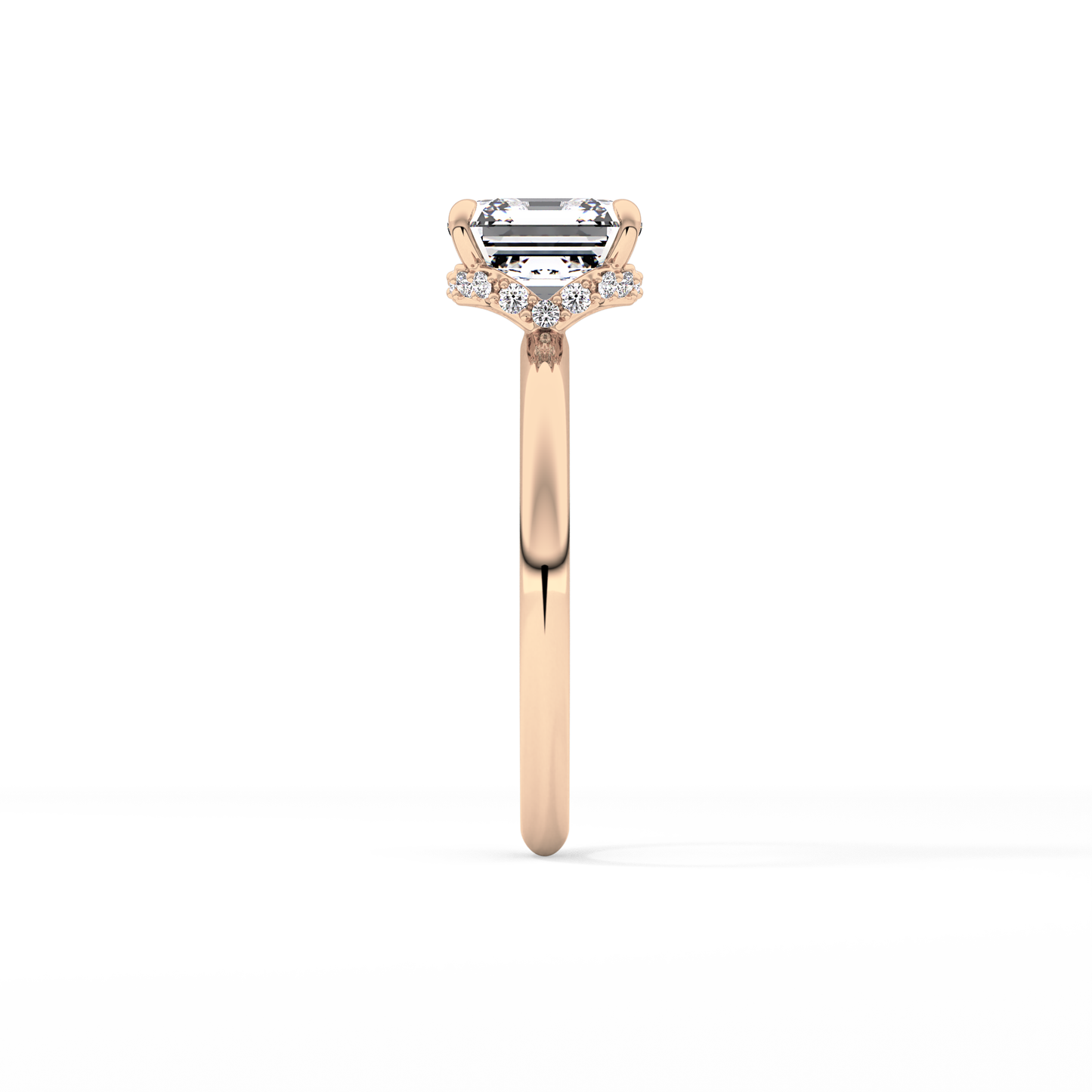 Asscher Hidden Halo Lab Grown Diamond Engagement Ring