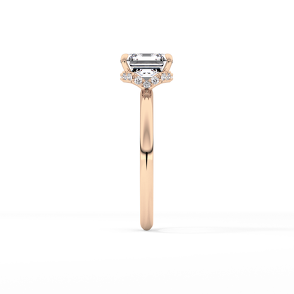 Asscher Hidden Halo Lab Grown Diamond Engagement Ring
