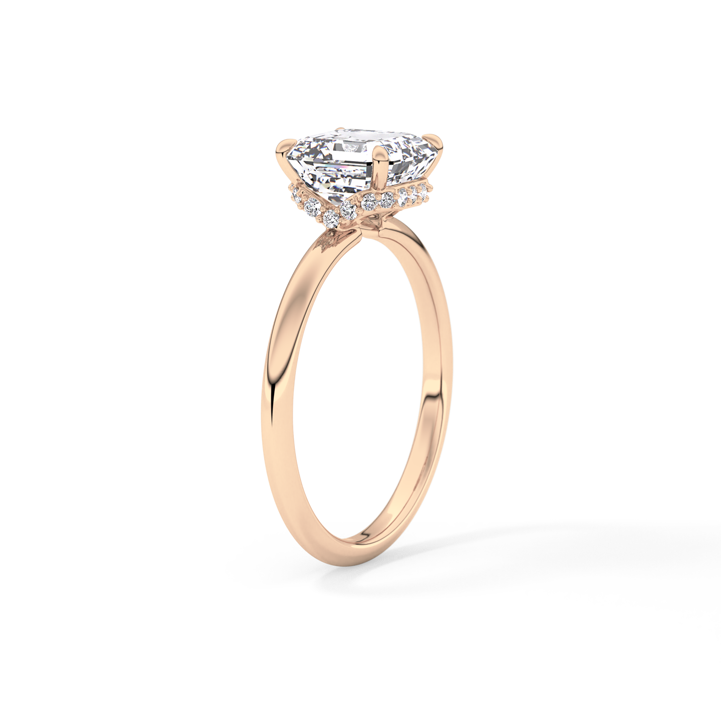 Asscher Hidden Halo Lab Grown Diamond Engagement Ring