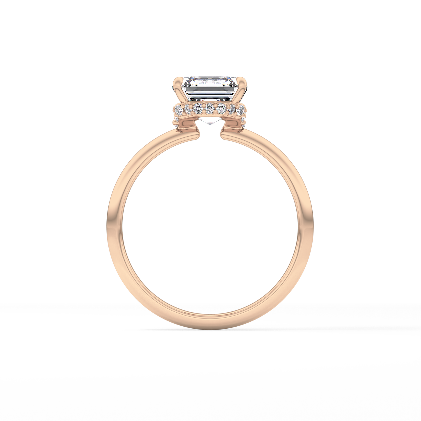 Asscher Hidden Halo Lab Grown Diamond Engagement Ring