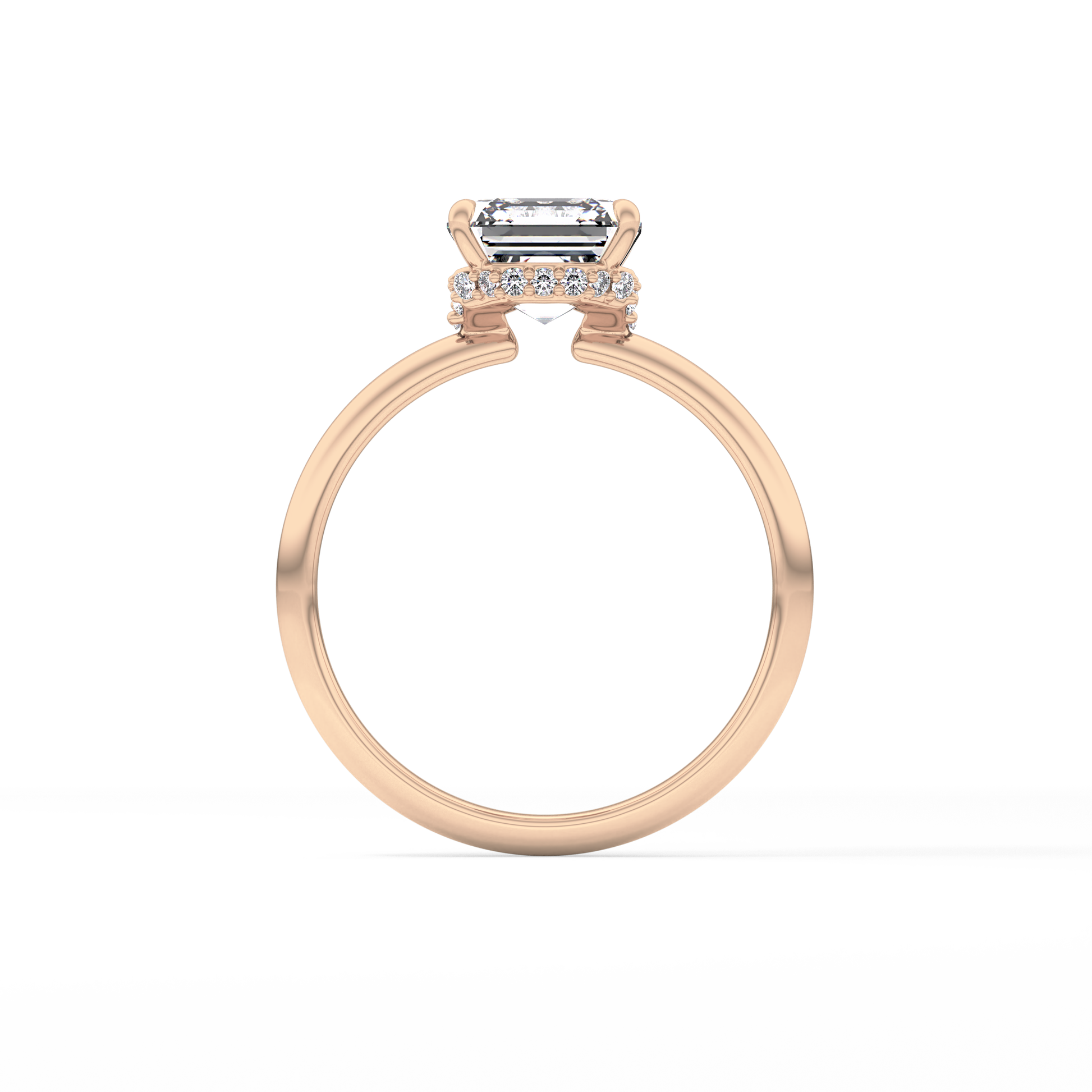 Asscher Hidden Halo Lab Grown Diamond Engagement Ring