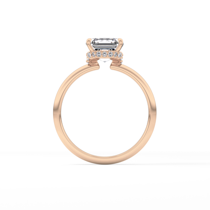 Asscher Hidden Halo Lab Grown Diamond Engagement Ring