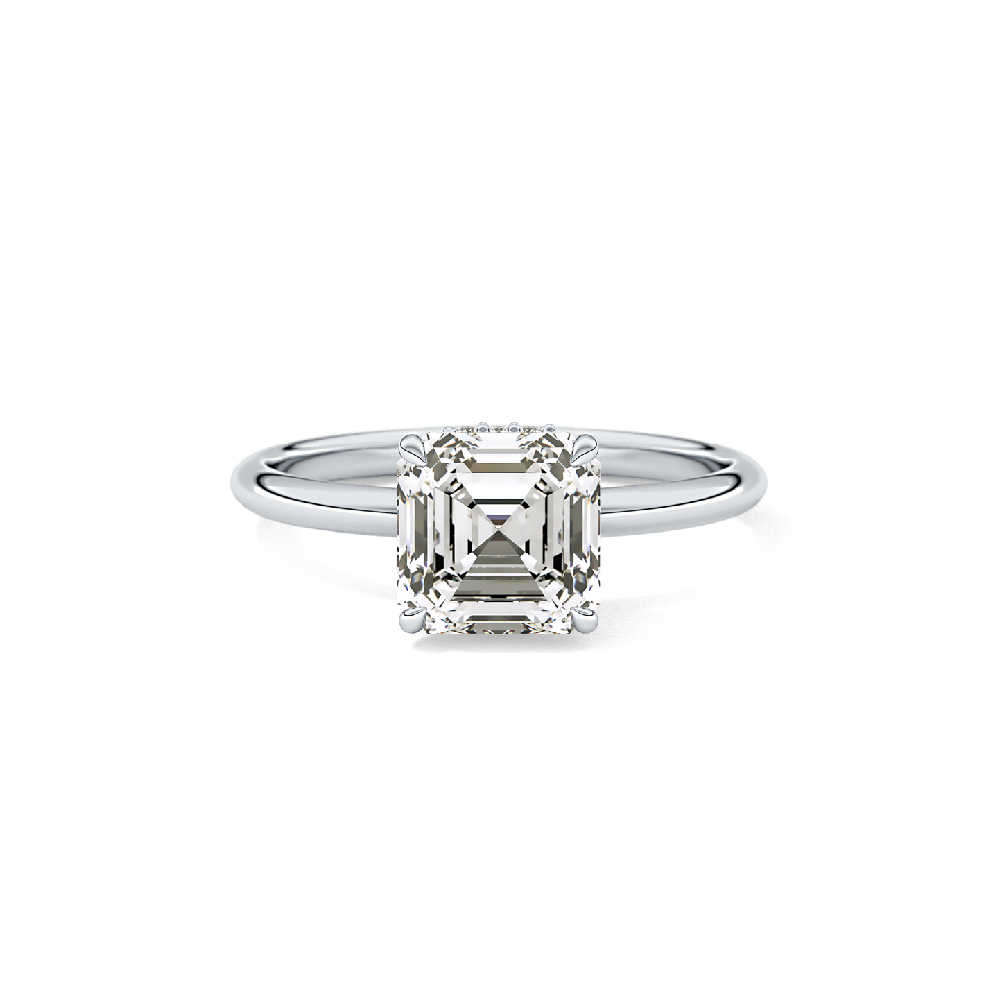 Asscher Hidden Halo Lab Grown Diamond Engagement Ring