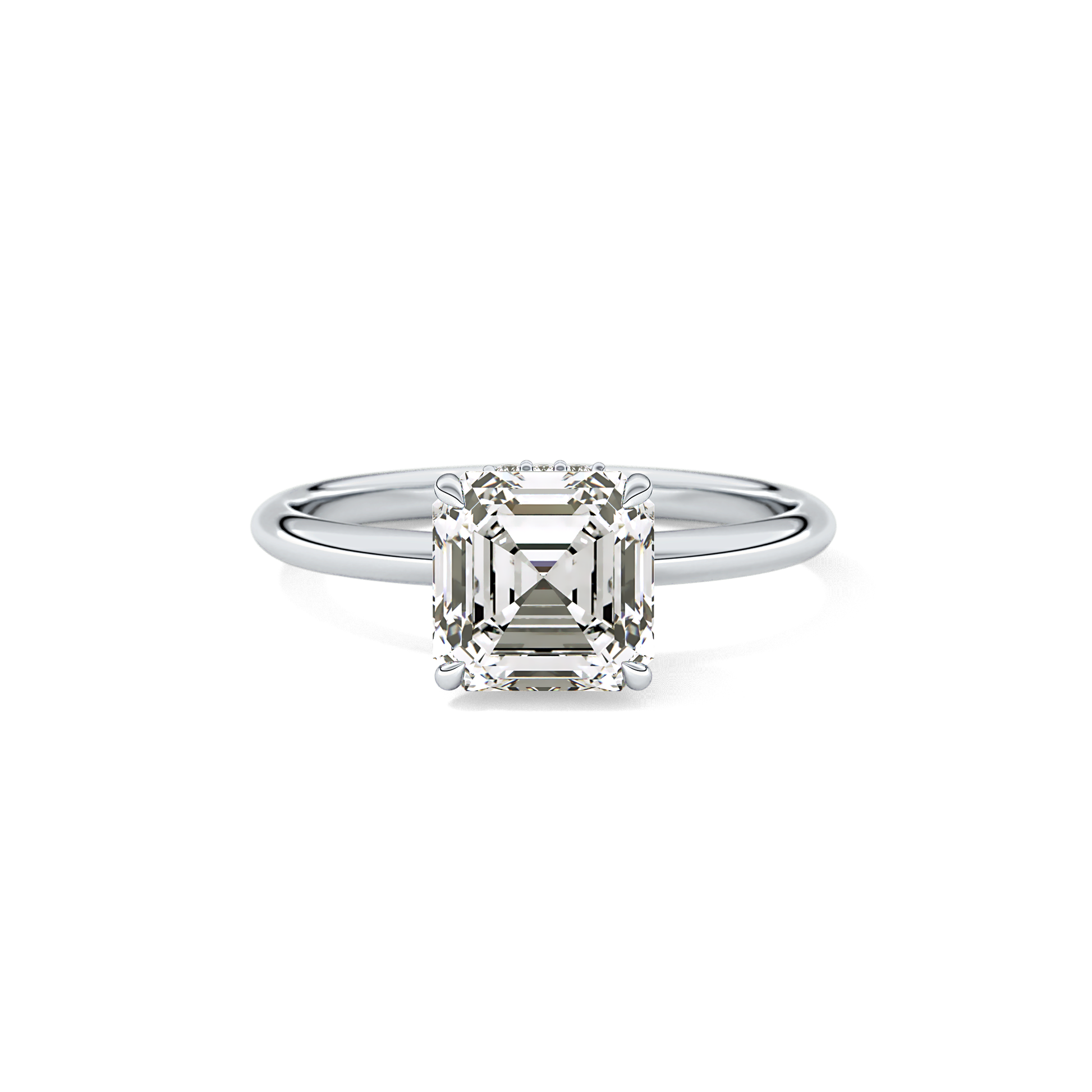 Asscher Hidden Halo Lab Grown Diamond Engagement Ring
