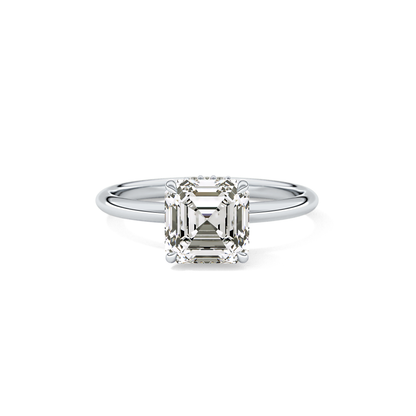 Asscher Hidden Halo Lab Grown Diamond Engagement Ring