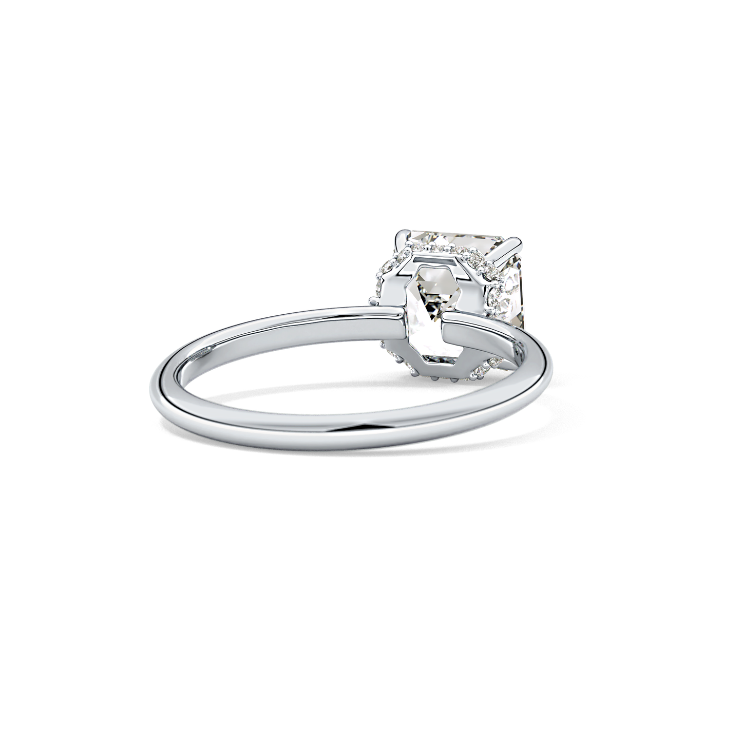 Asscher Hidden Halo Lab Grown Diamond Engagement Ring
