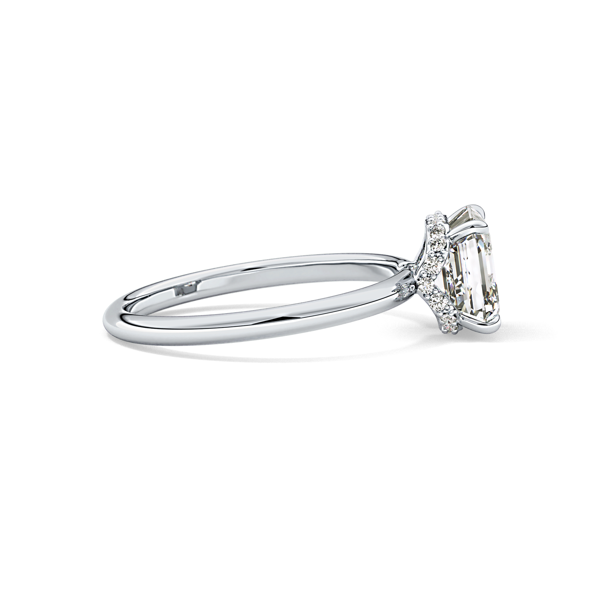 Asscher Hidden Halo Lab Grown Diamond Engagement Ring