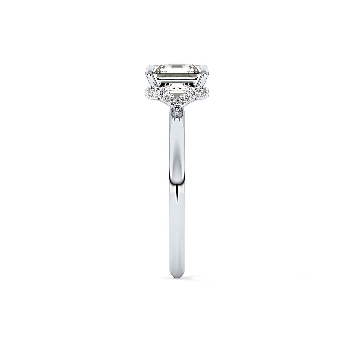 Asscher Hidden Halo Lab Grown Diamond Engagement Ring