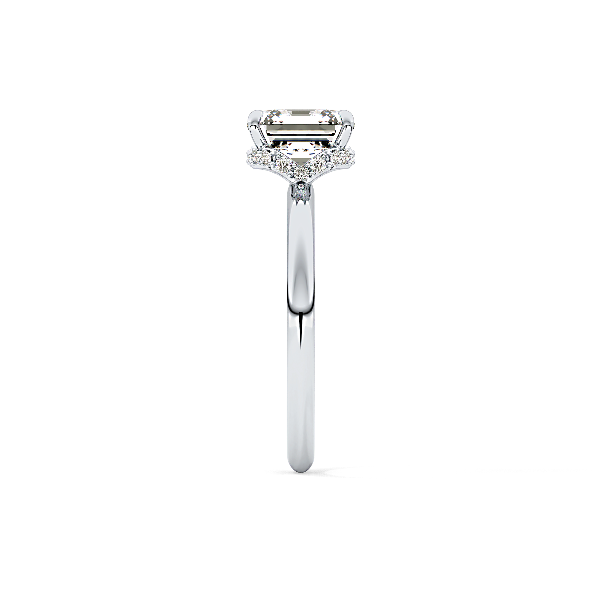 Asscher Hidden Halo Lab Grown Diamond Engagement Ring
