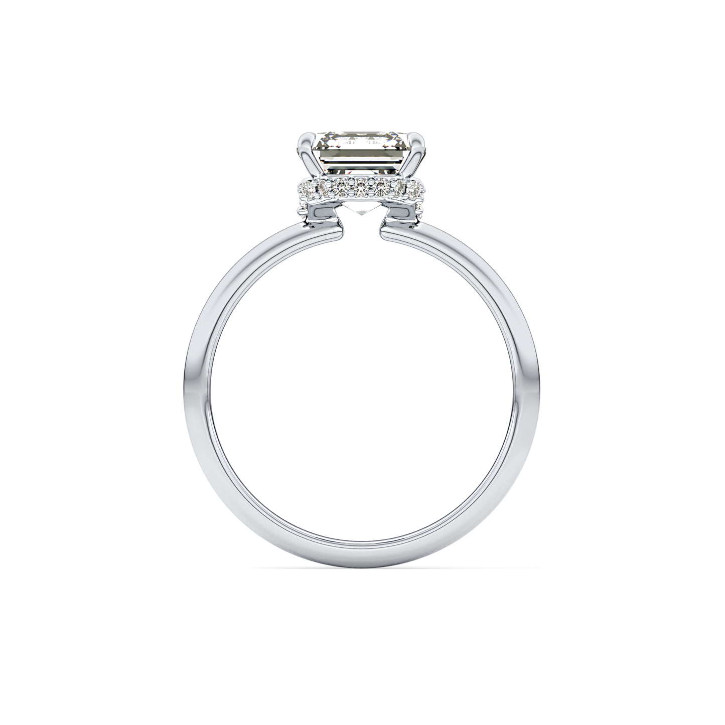 Asscher Hidden Halo Lab Grown Diamond Engagement Ring