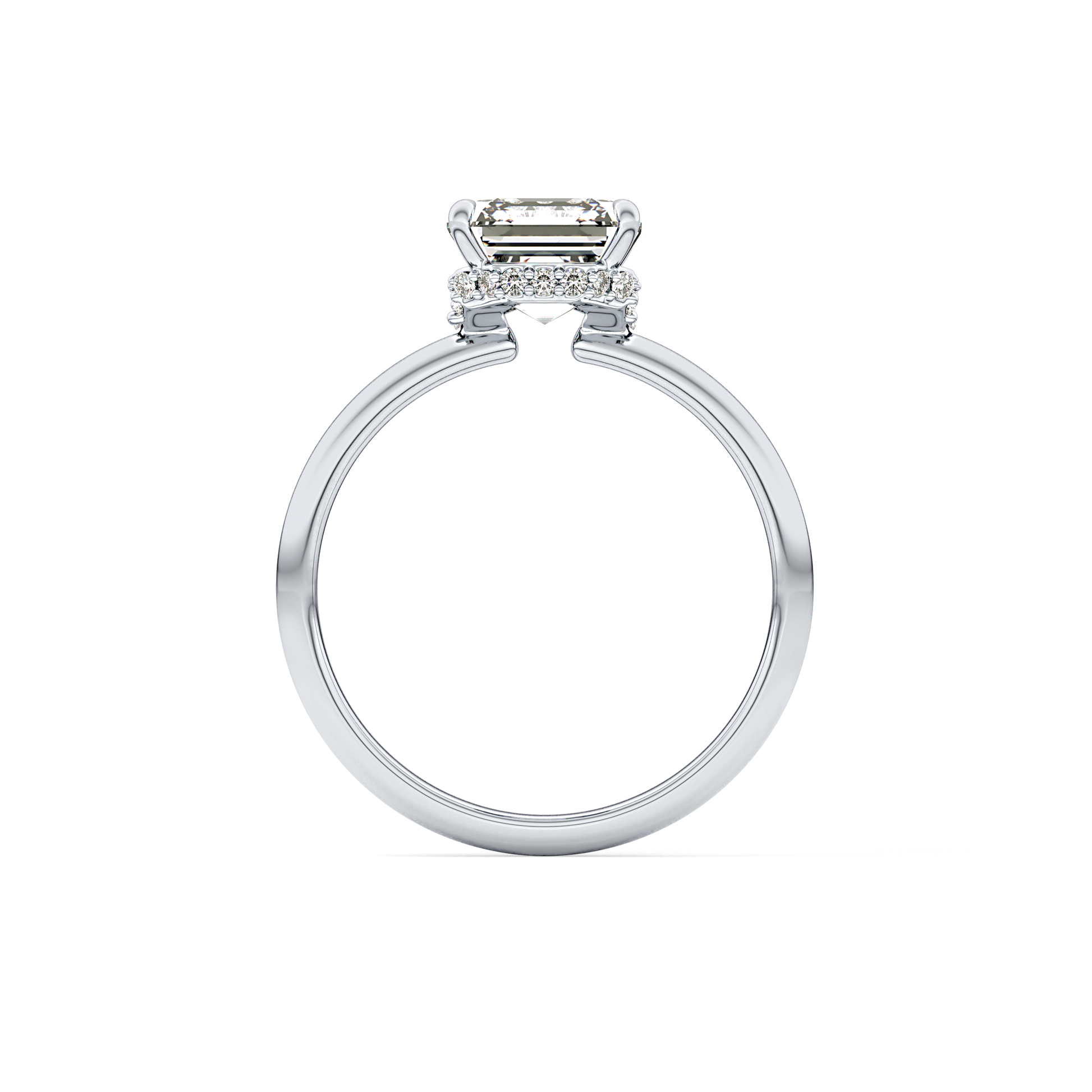Asscher Hidden Halo Lab Grown Diamond Engagement Ring