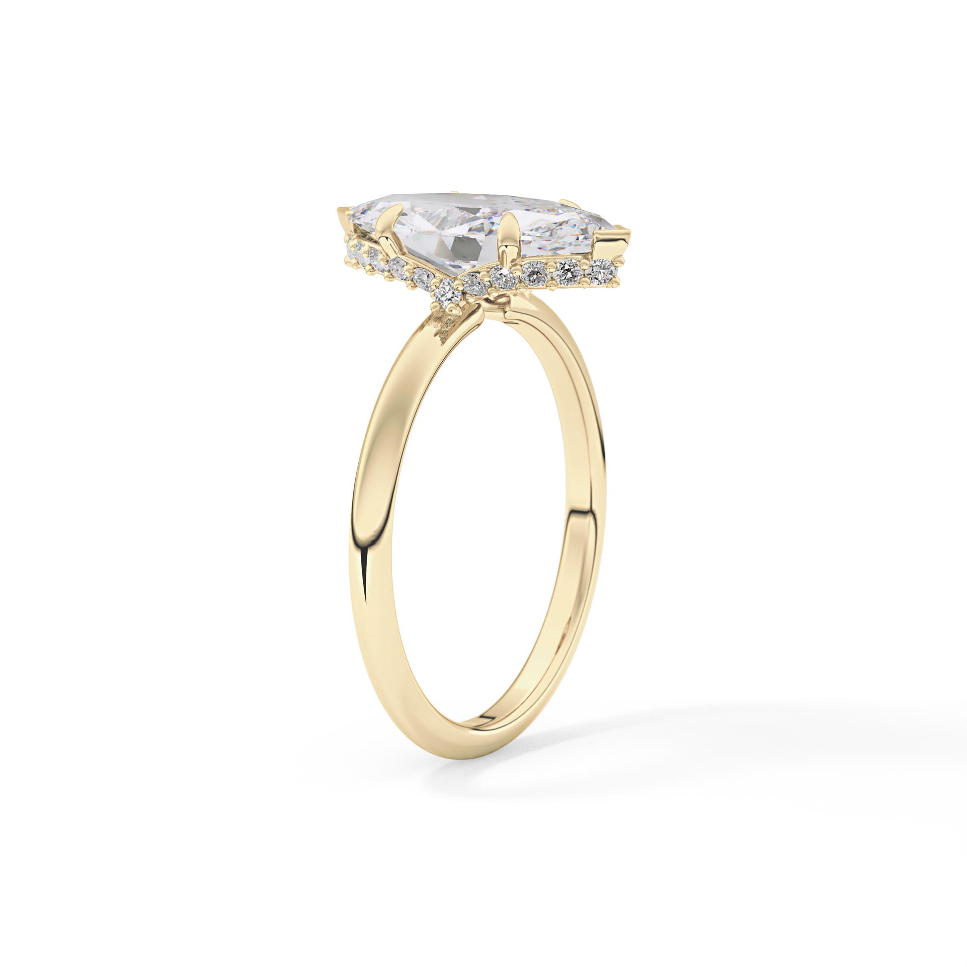 Marquise Hidden Halo Lab Grown Diamond Engagement Ring