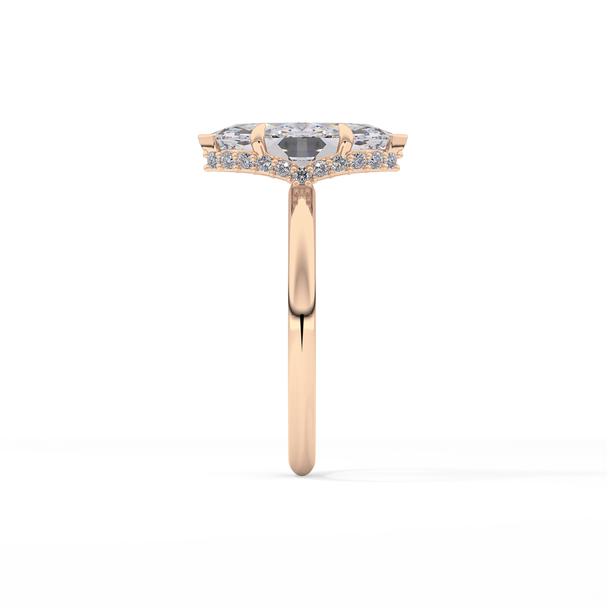 Marquise Hidden Halo Lab Grown Diamond Engagement Ring