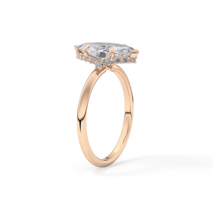 Marquise Hidden Halo Lab Grown Diamond Engagement Ring