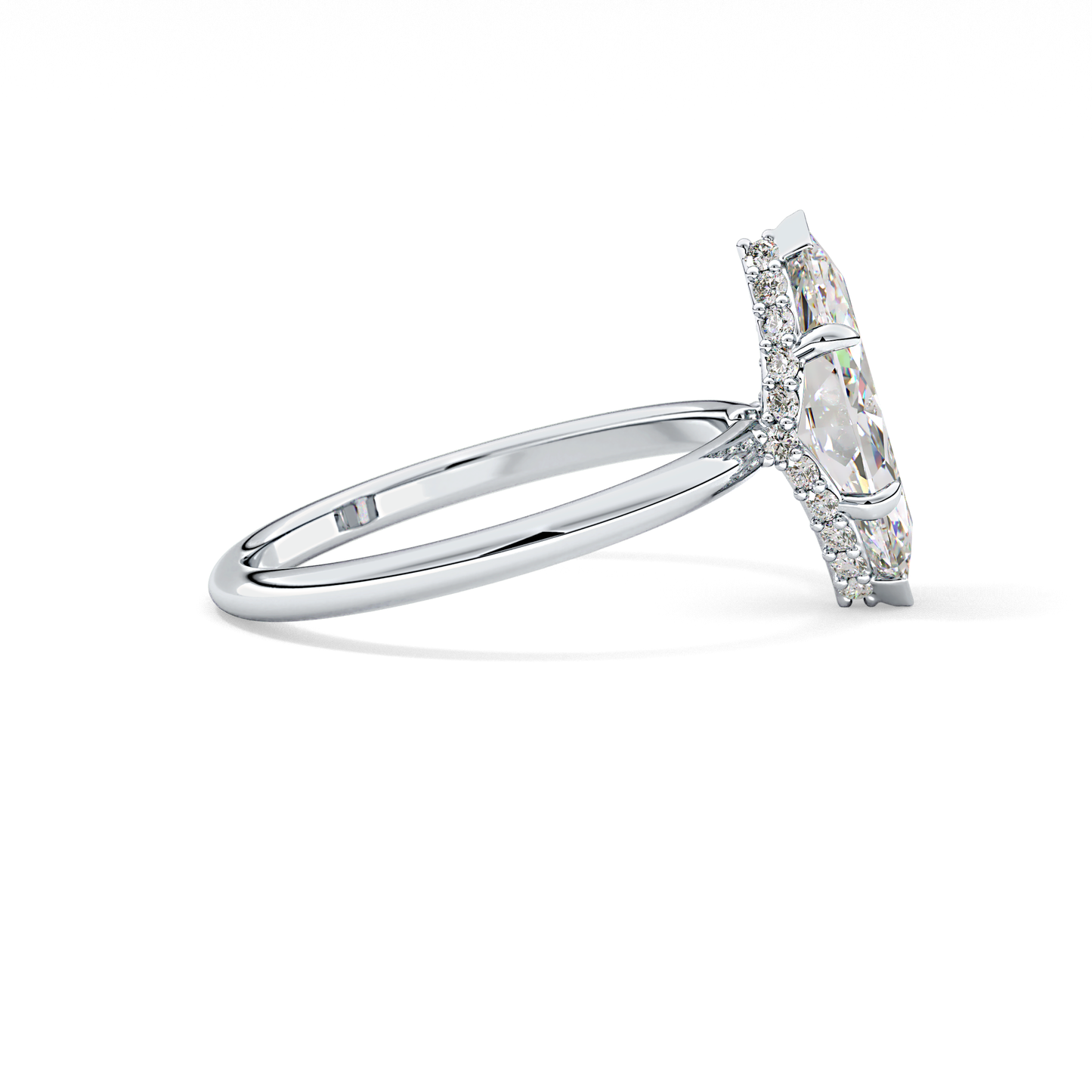 Marquise Hidden Halo Lab Grown Diamond Engagement Ring