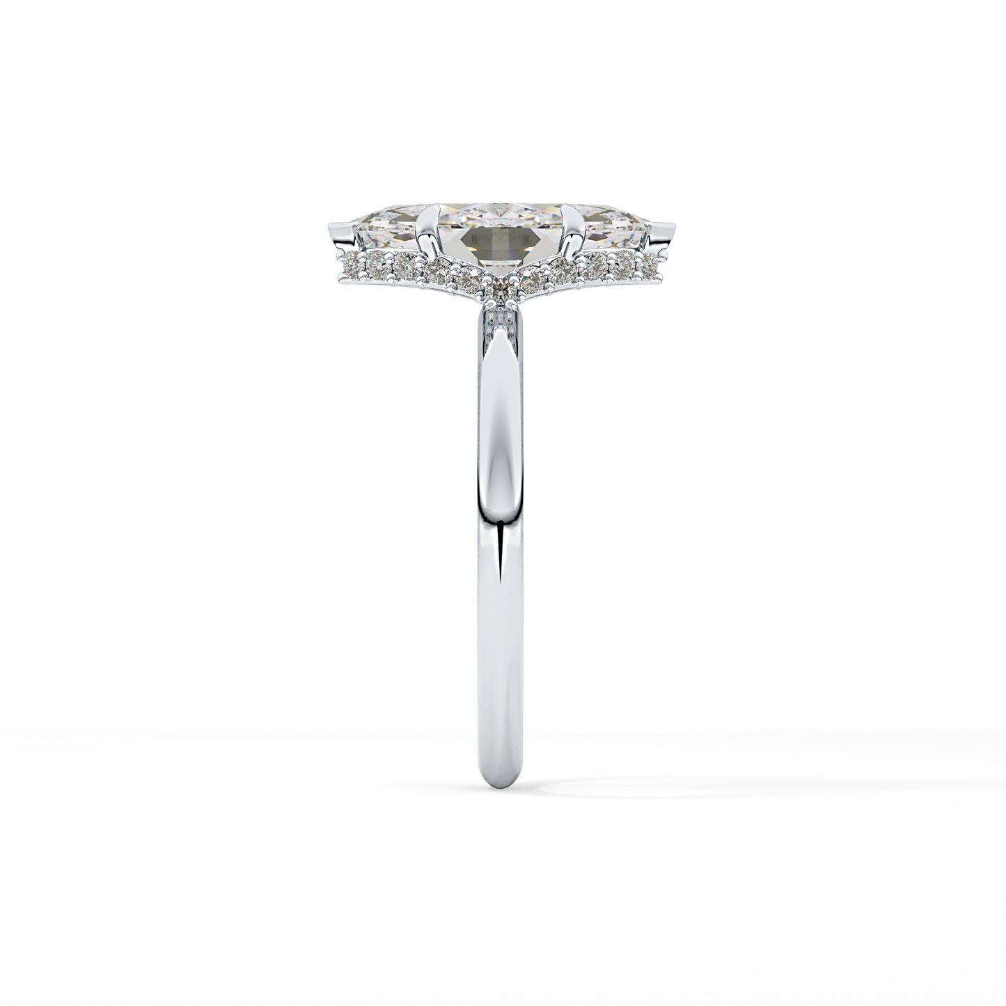 Marquise Hidden Halo Lab Grown Diamond Engagement Ring