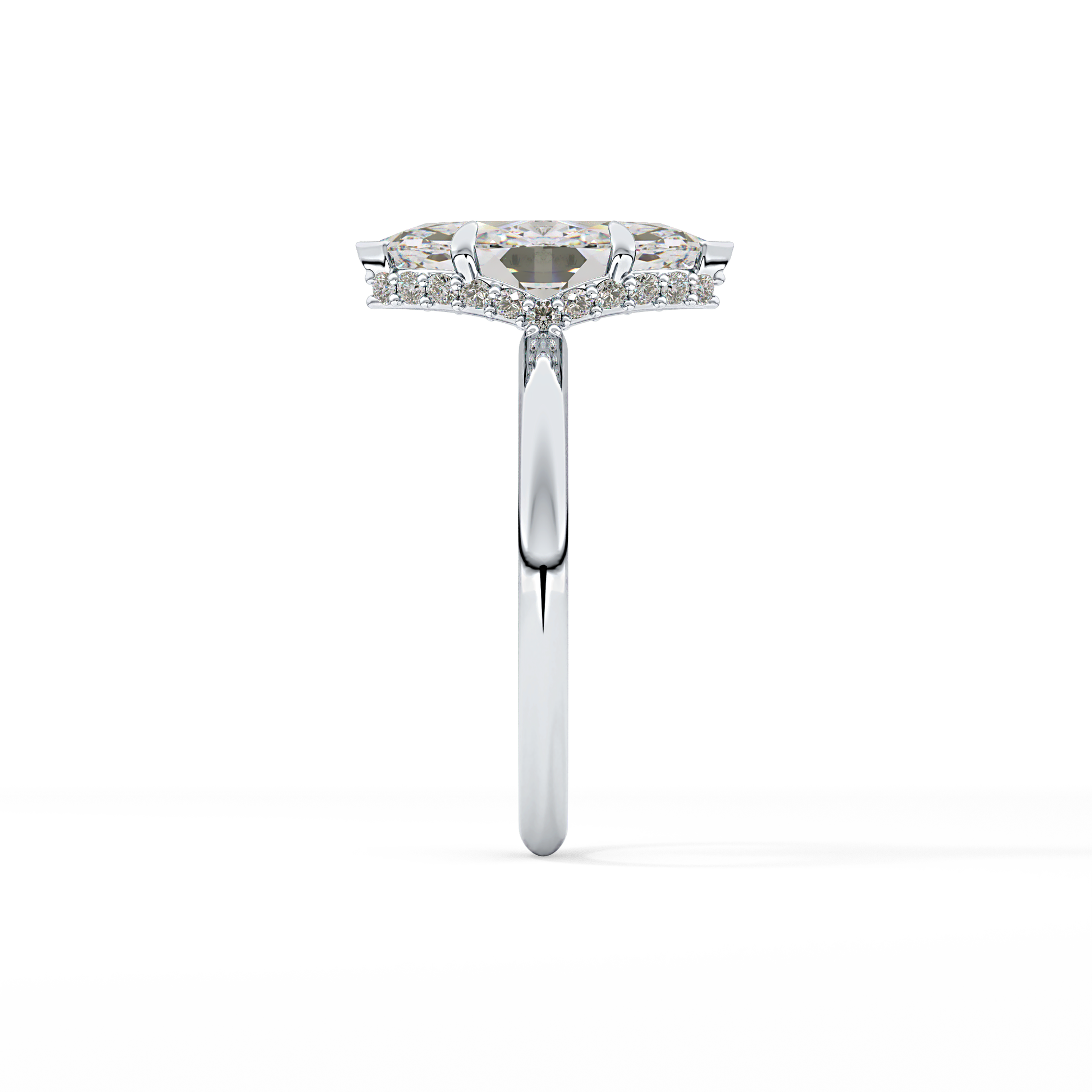 Marquise Hidden Halo Lab Grown Diamond Engagement Ring