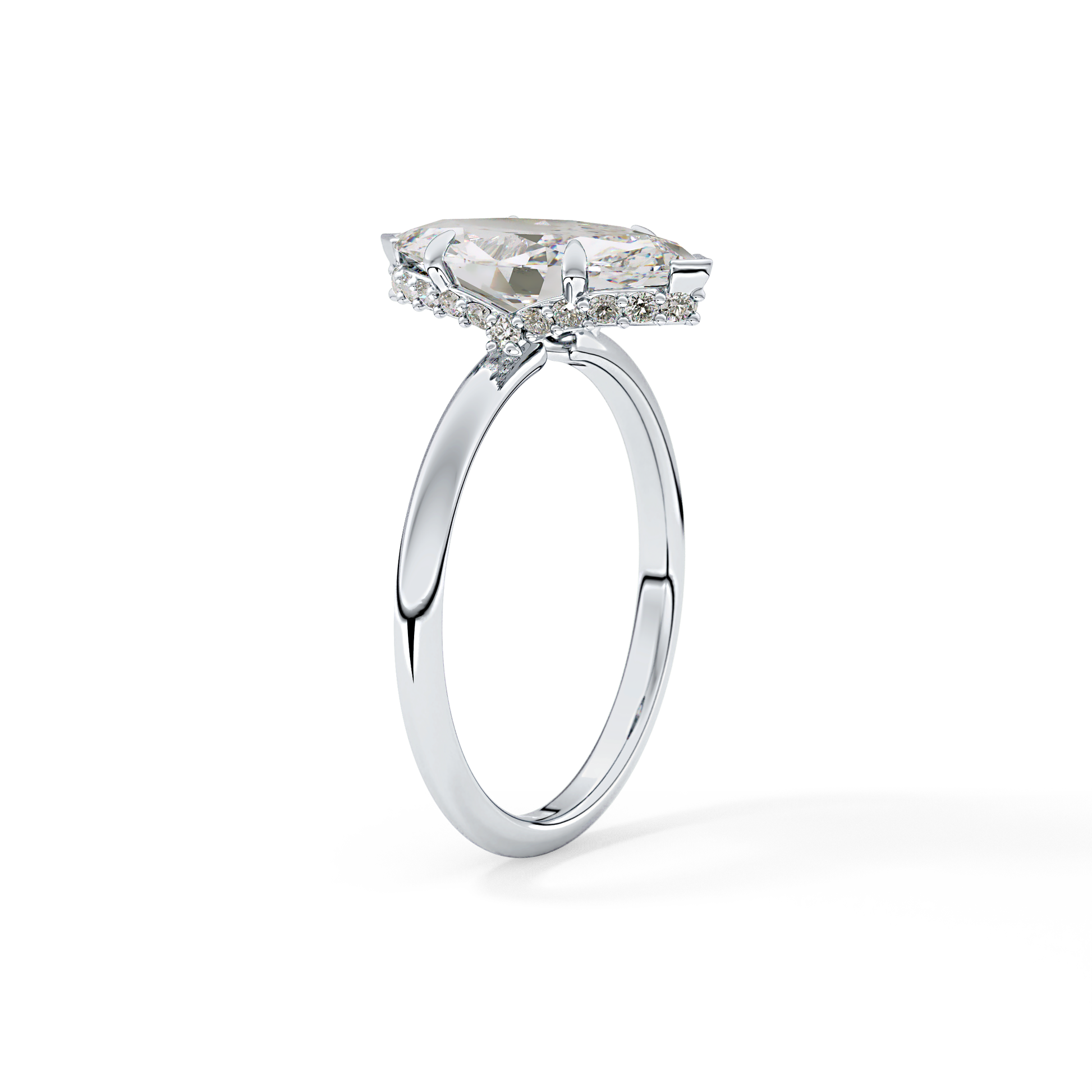 Marquise Hidden Halo Lab Grown Diamond Engagement Ring