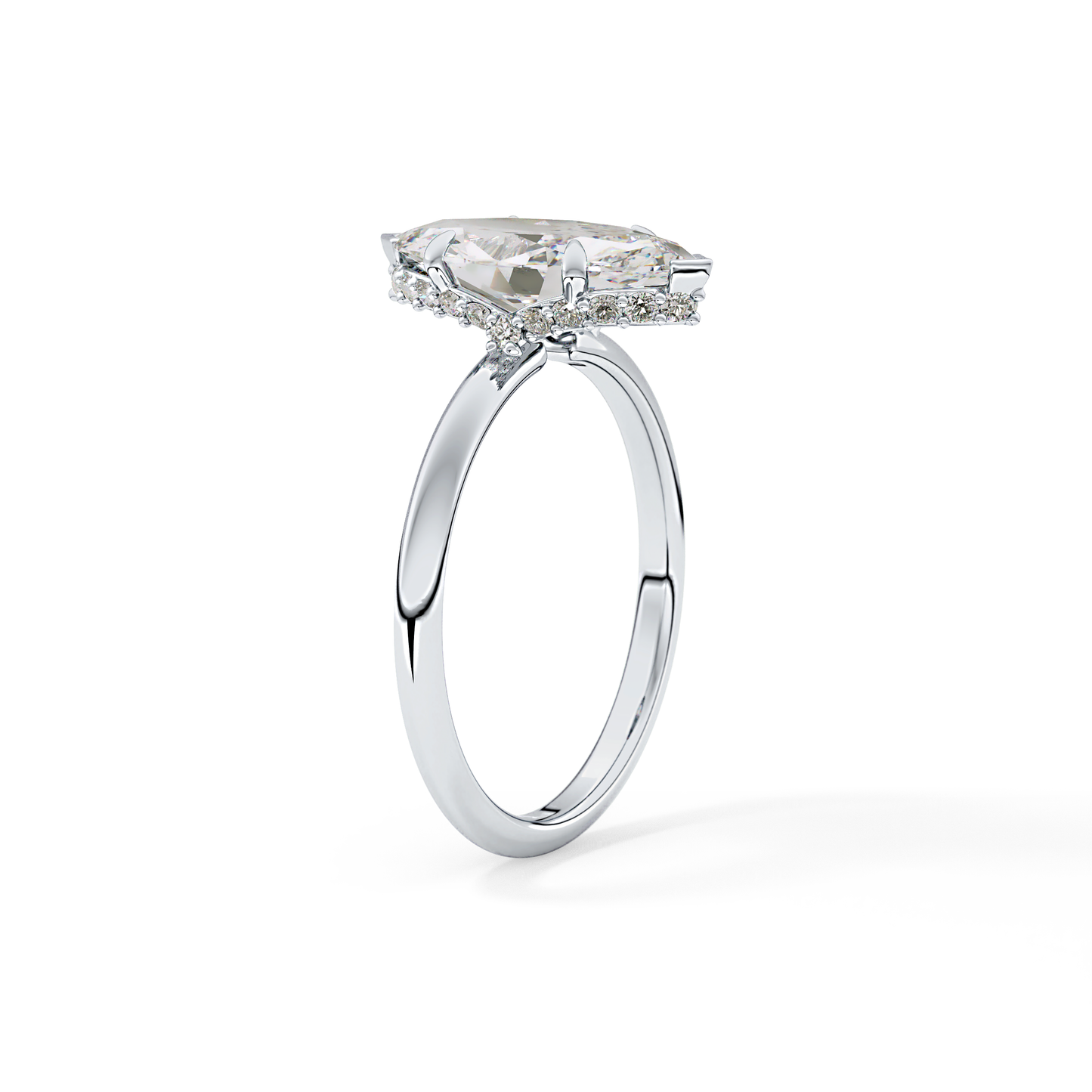 Marquise Hidden Halo Lab Grown Diamond Engagement Ring