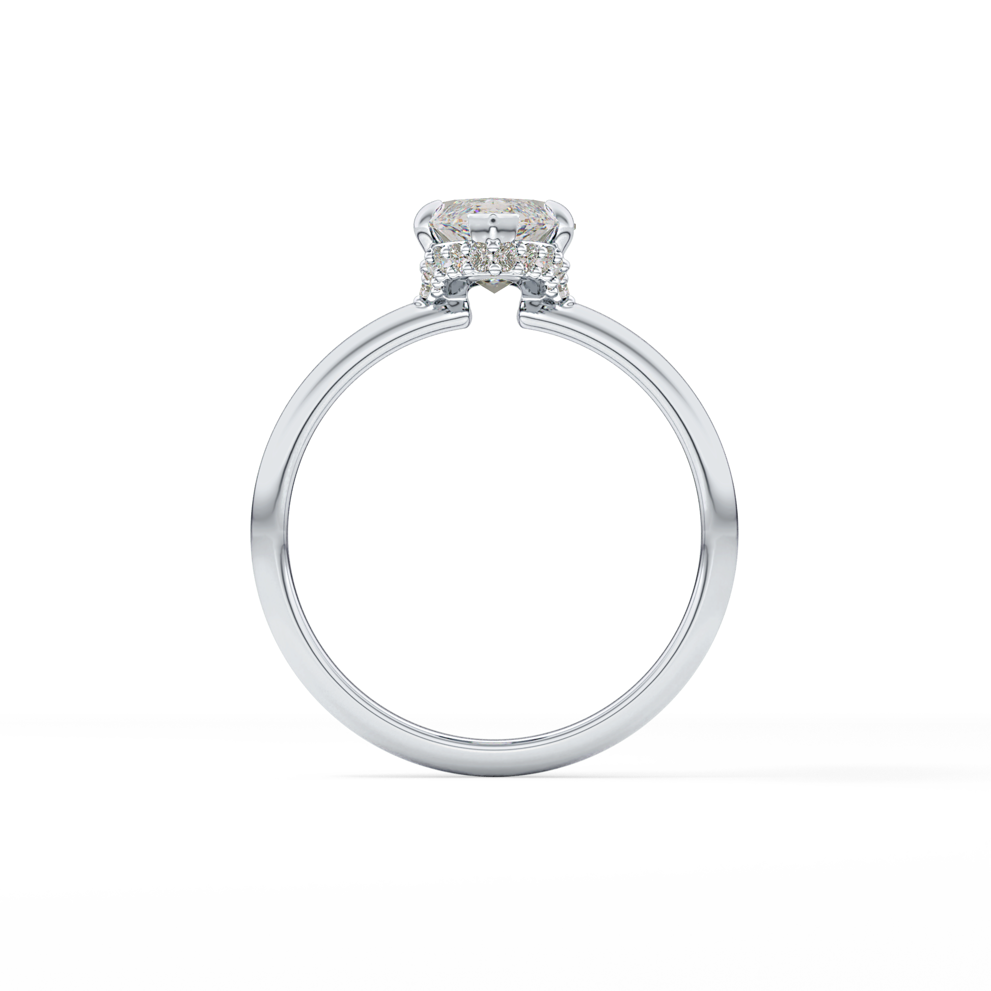 Marquise Hidden Halo Lab Grown Diamond Engagement Ring