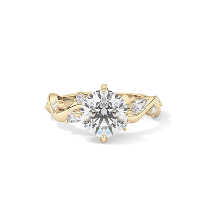 Round Twig Pave Lab Grown Diamond Engagement Ring