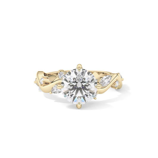 Round Twig Pave Lab Grown Diamond Engagement Ring