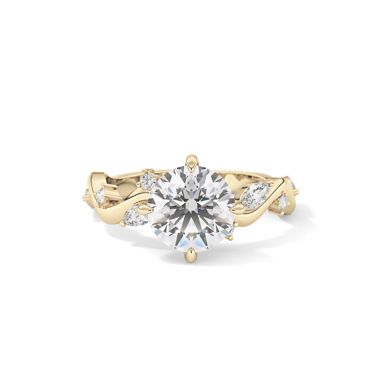 Round Twig Pave Lab Grown Diamond Engagement Ring