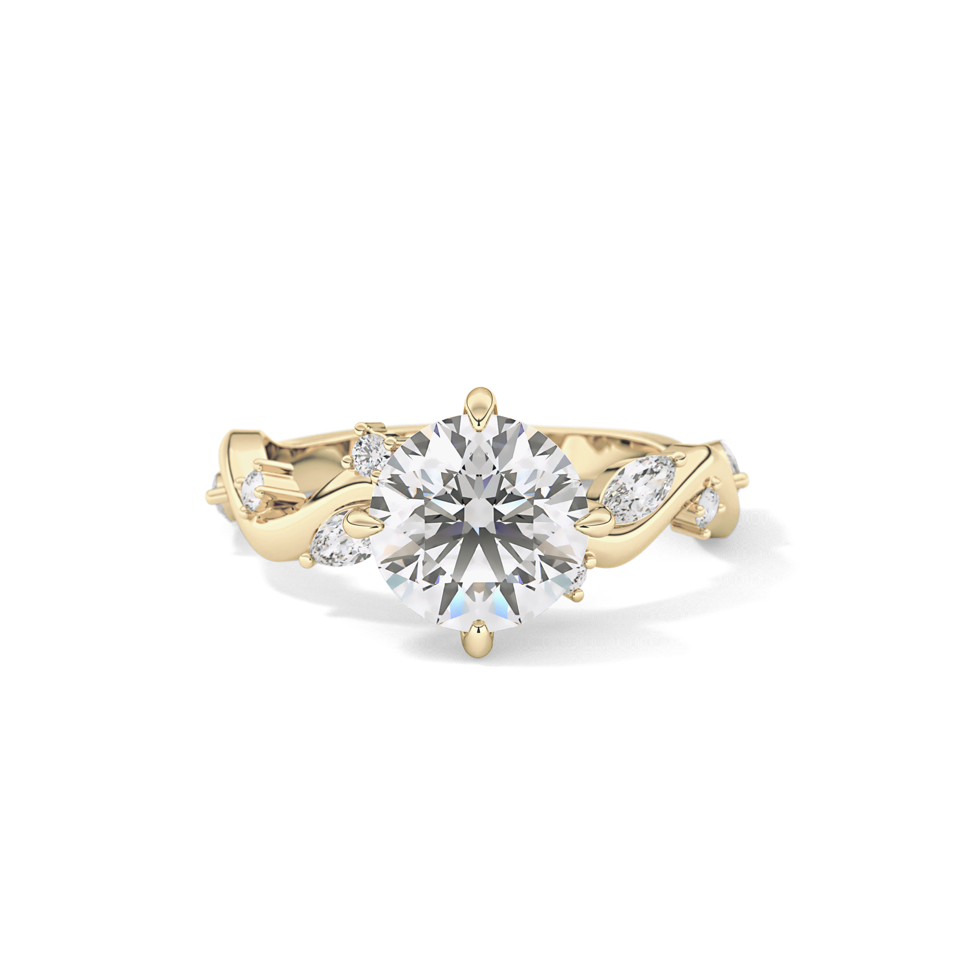 Round Twig Pave Lab Grown Diamond Engagement Ring