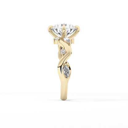 Round Twig Pave Lab Grown Diamond Engagement Ring