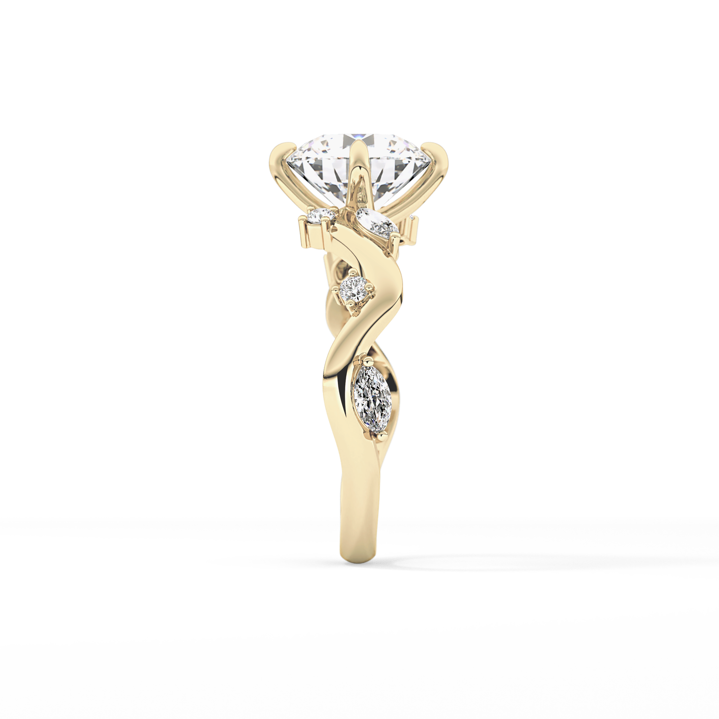 Round Twig Pave Lab Grown Diamond Engagement Ring