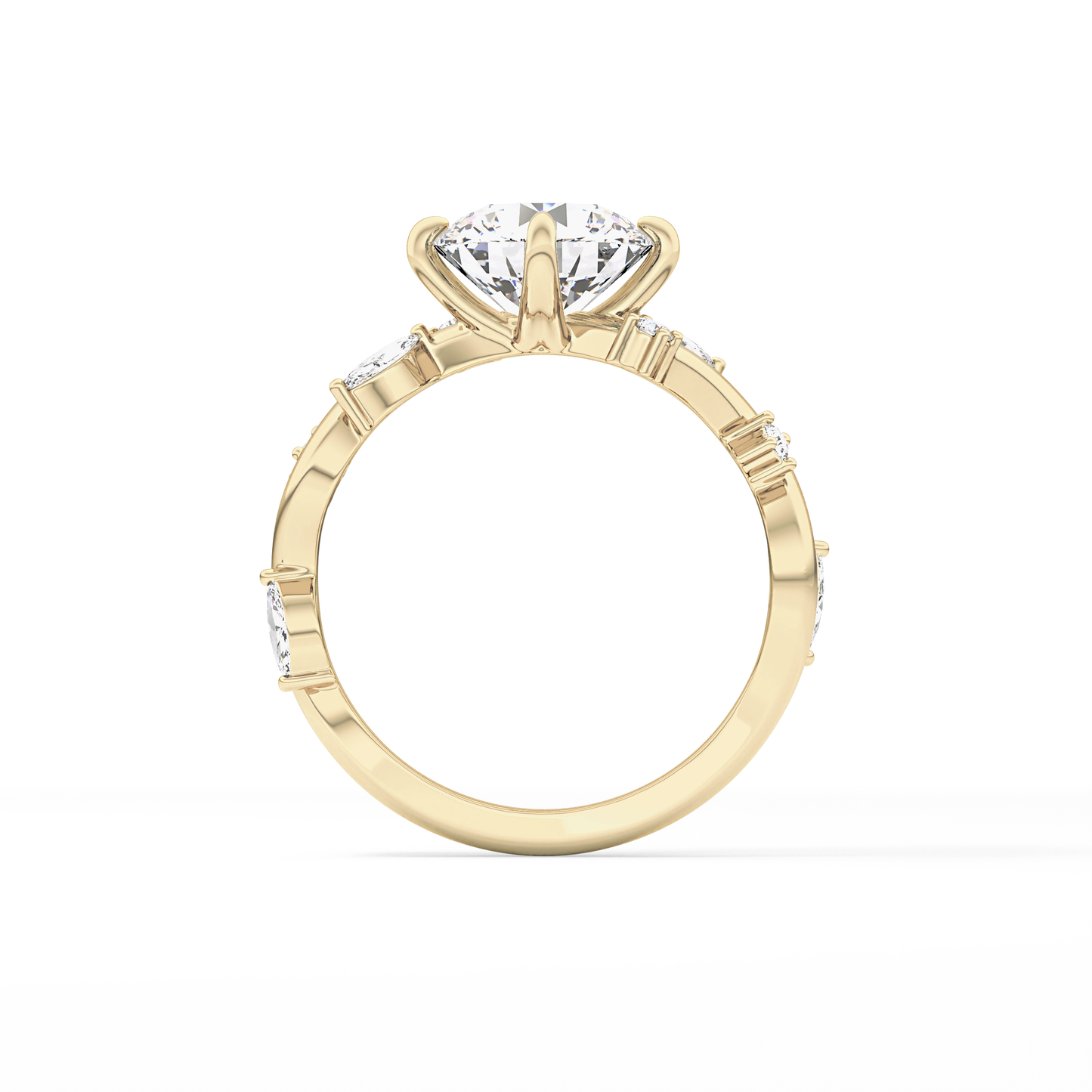 Round Twig Pave Lab Grown Diamond Engagement Ring