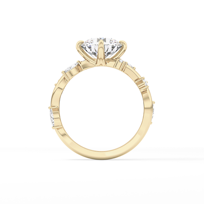 Round Twig Pave Lab Grown Diamond Engagement Ring