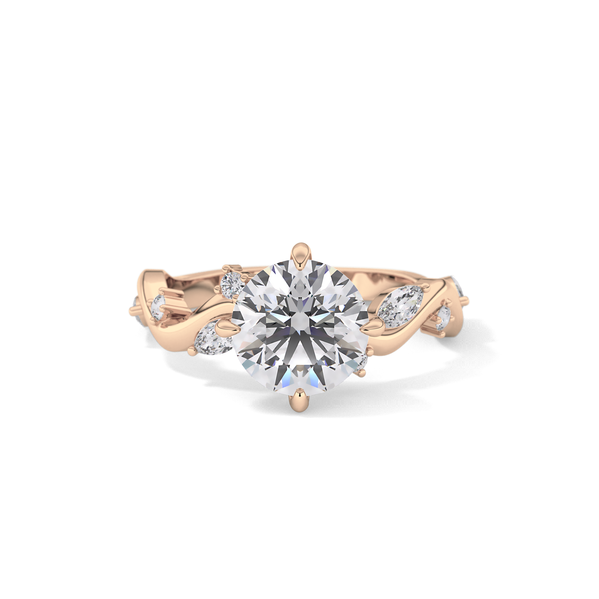 Round Twig Pave Lab Grown Diamond Engagement Ring