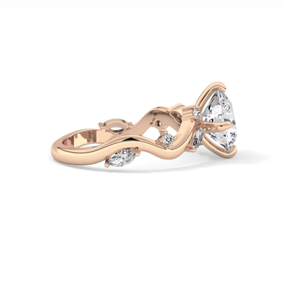 Round Twig Pave Lab Grown Diamond Engagement Ring