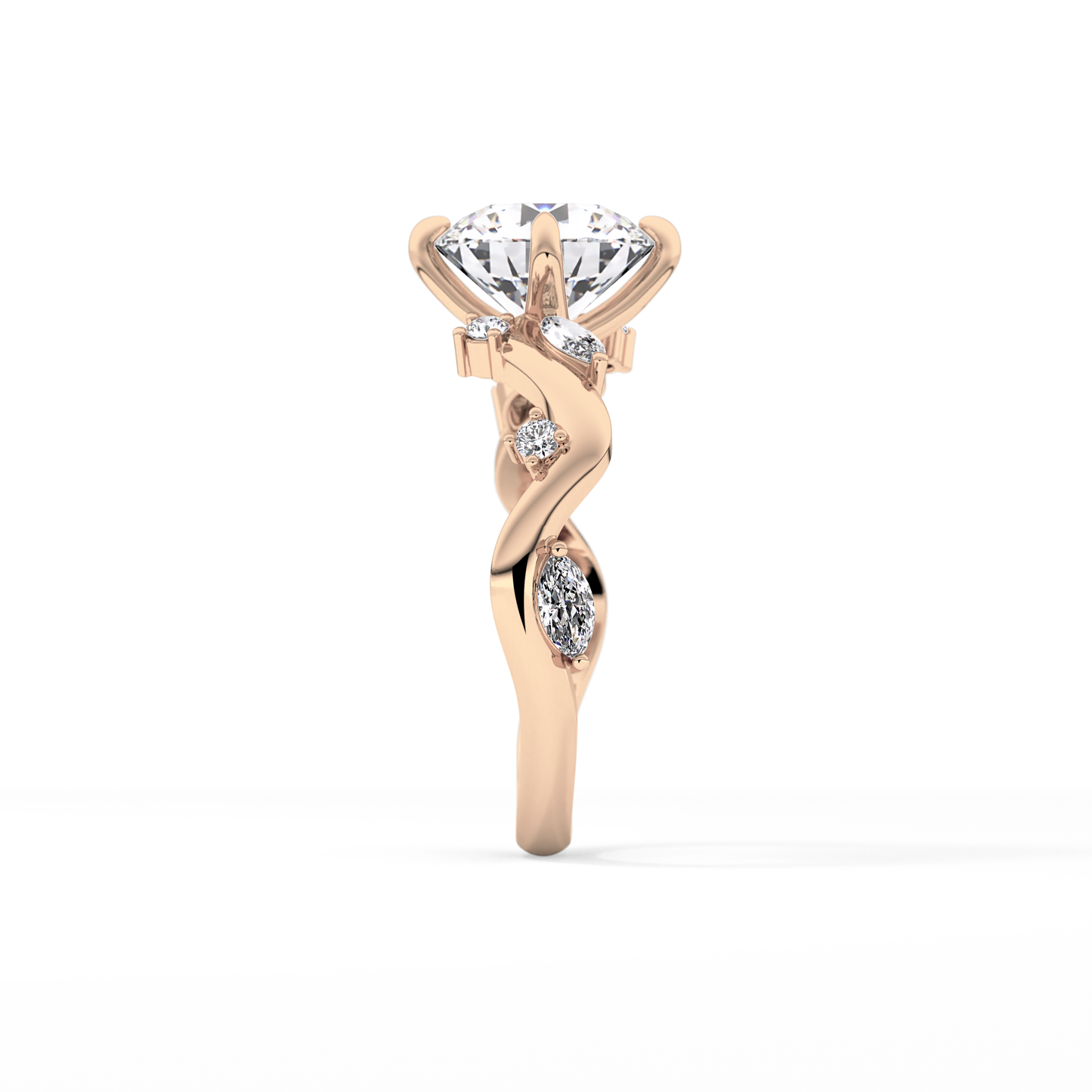 Round Twig Pave Lab Grown Diamond Engagement Ring