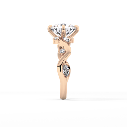 Round Twig Pave Lab Grown Diamond Engagement Ring