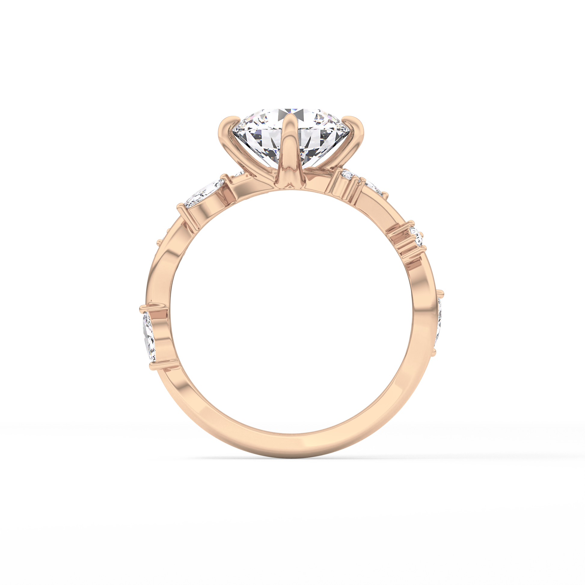Round Twig Pave Lab Grown Diamond Engagement Ring