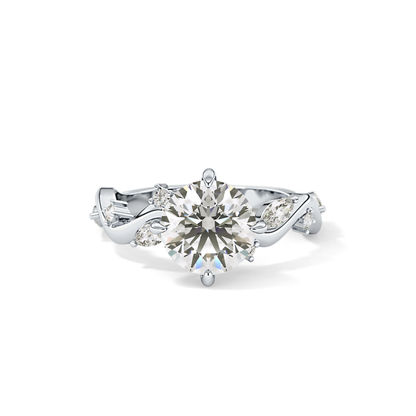 Round Twig Pave Lab Grown Diamond Engagement Ring