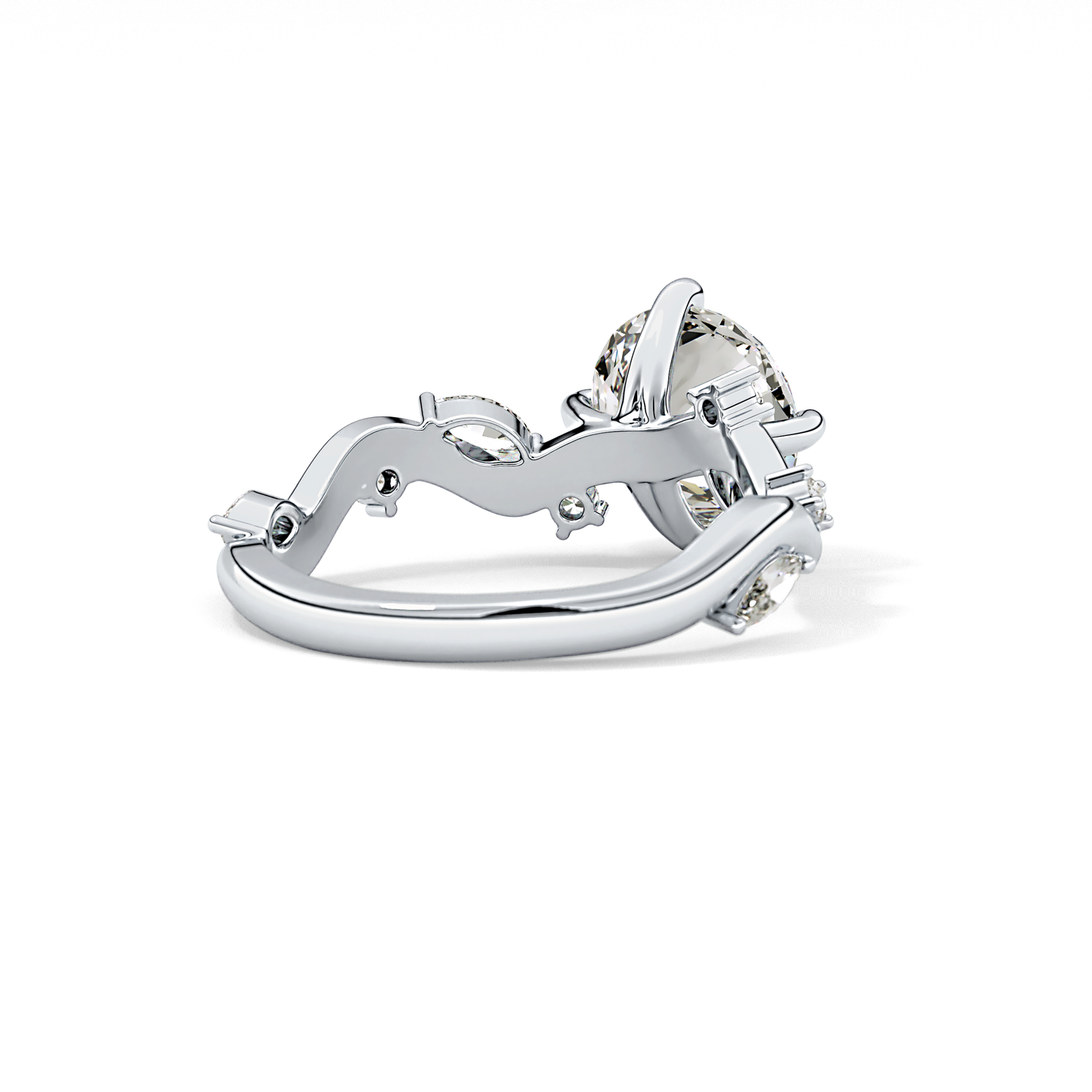 Round Twig Pave Lab Grown Diamond Engagement Ring