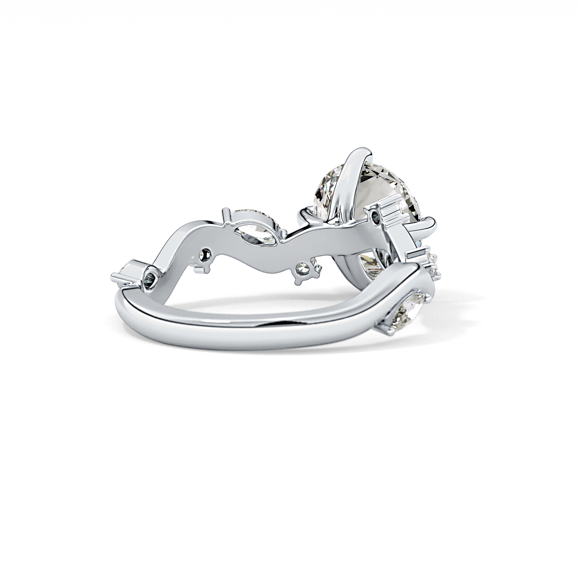 Round Twig Pave Lab Grown Diamond Engagement Ring