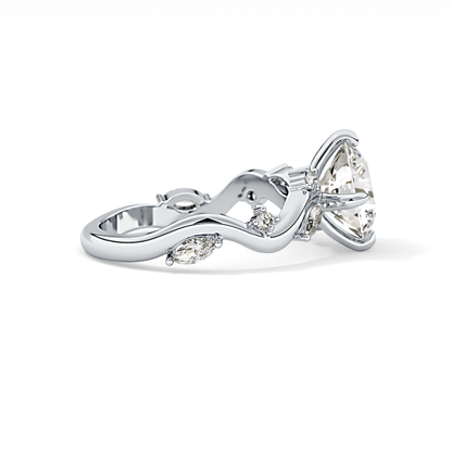 Round Twig Pave Lab Grown Diamond Engagement Ring