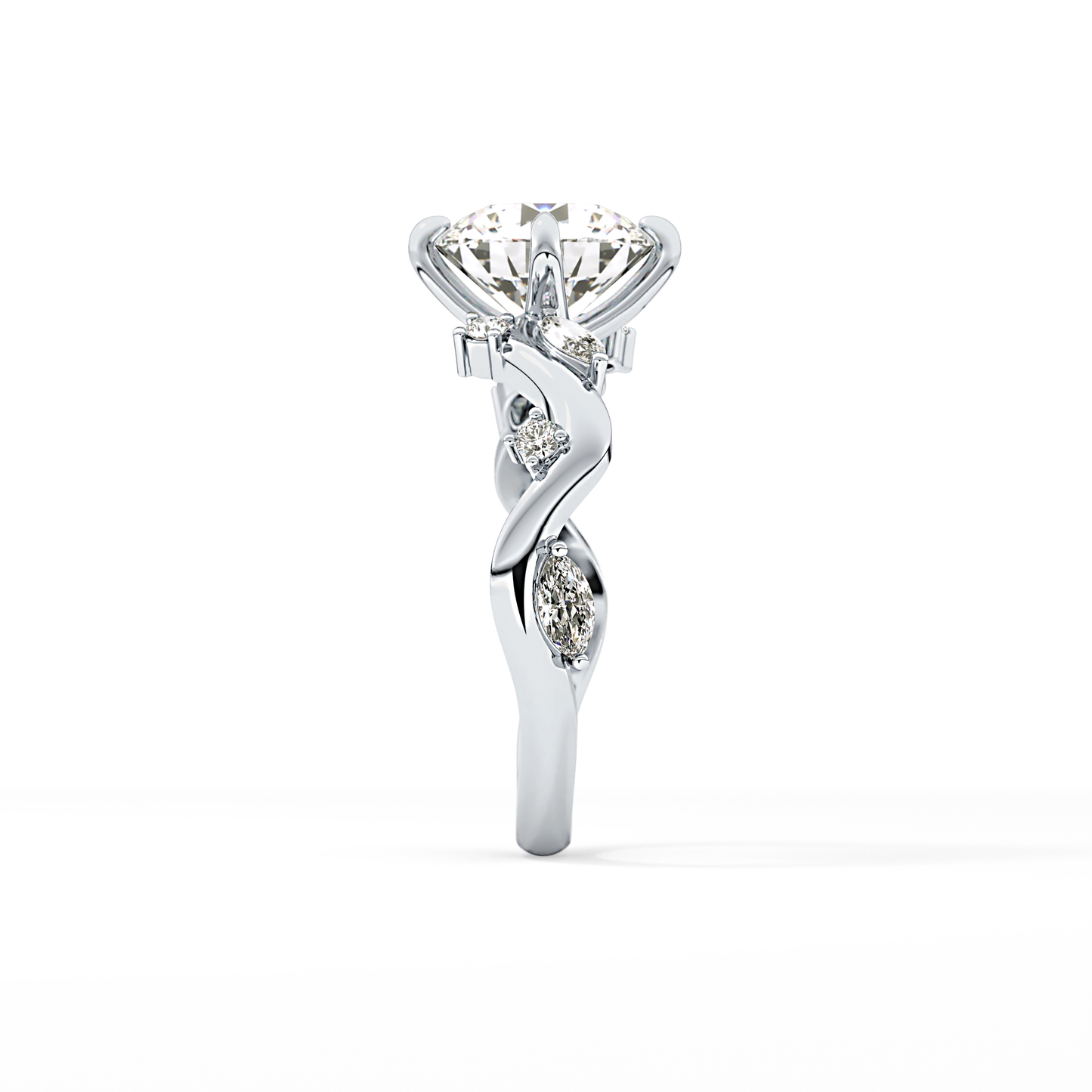 Round Twig Pave Lab Grown Diamond Engagement Ring