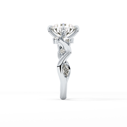 Round Twig Pave Lab Grown Diamond Engagement Ring