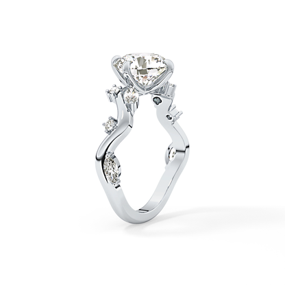 Round Twig Pave Lab Grown Diamond Engagement Ring