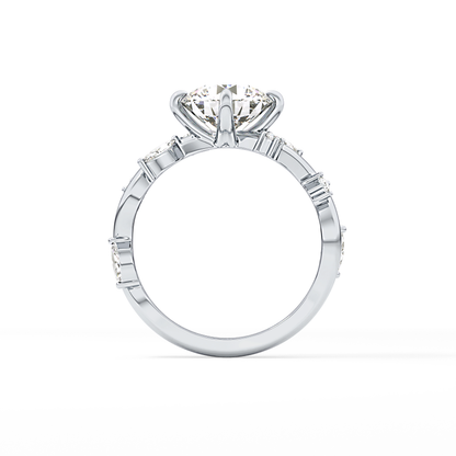 Round Twig Pave Lab Grown Diamond Engagement Ring