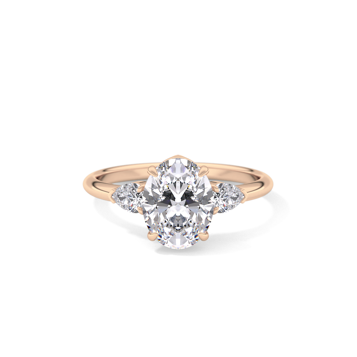 Oval Three Stone Lab Grown Diamond Engagement Ring