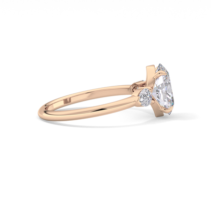 Oval Three Stone Lab Grown Diamond Engagement Ring