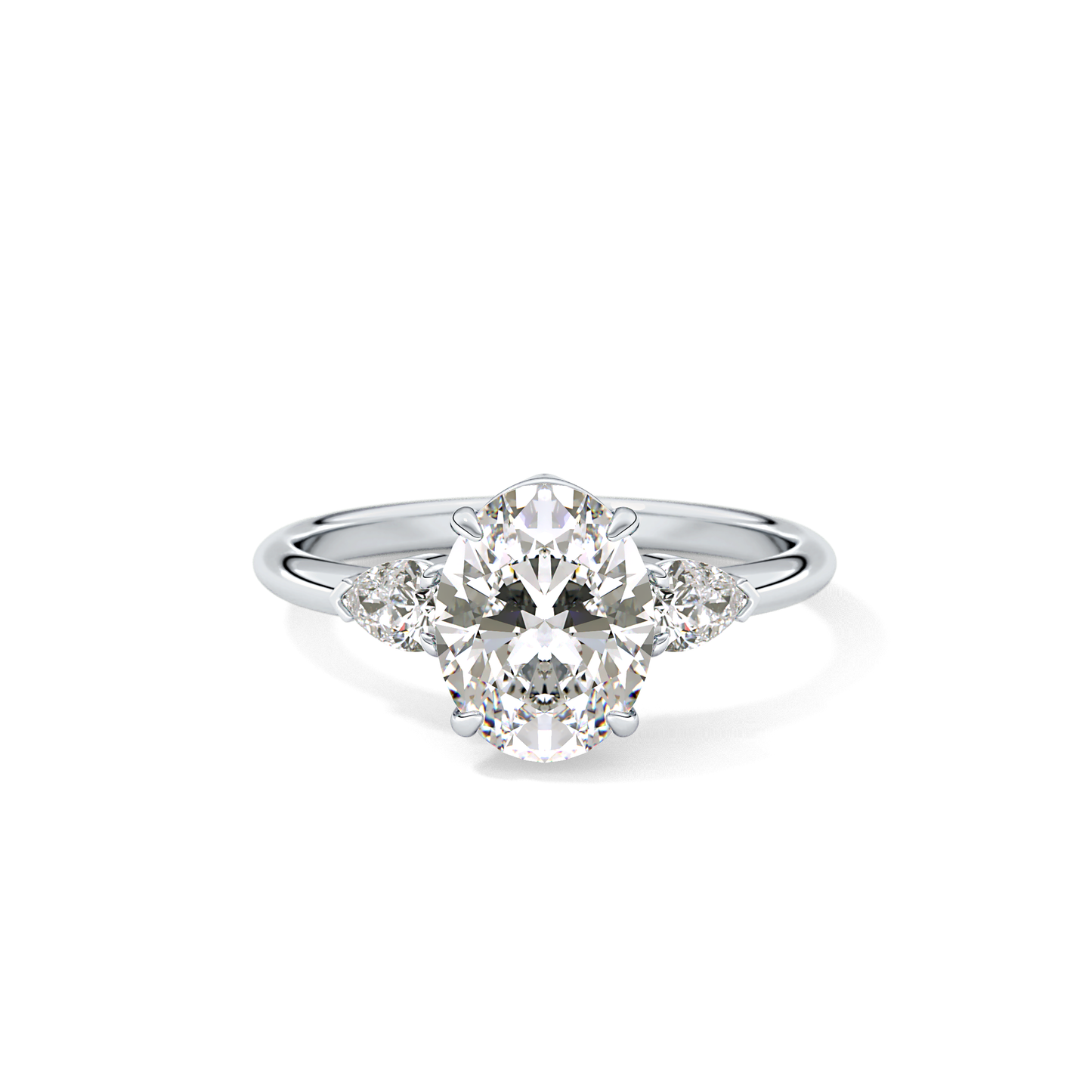 Oval Three Stone Lab Grown Diamond Engagement Ring