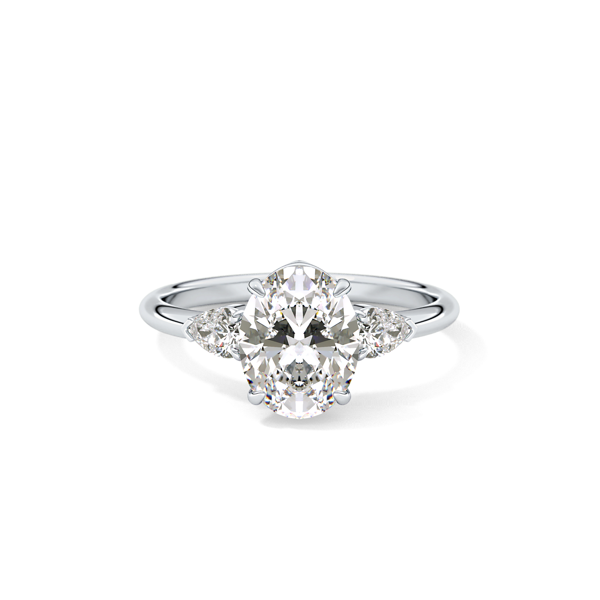 Oval Three Stone Lab Grown Diamond Engagement Ring