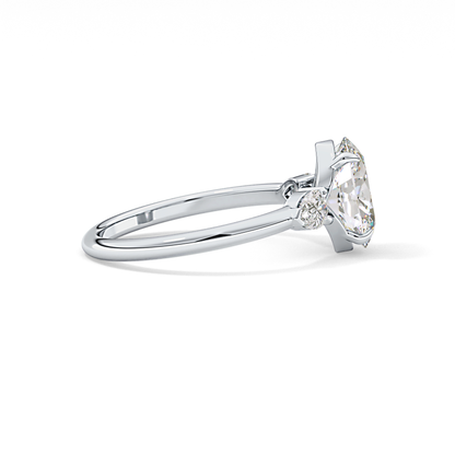 Oval Three Stone Lab Grown Diamond Engagement Ring